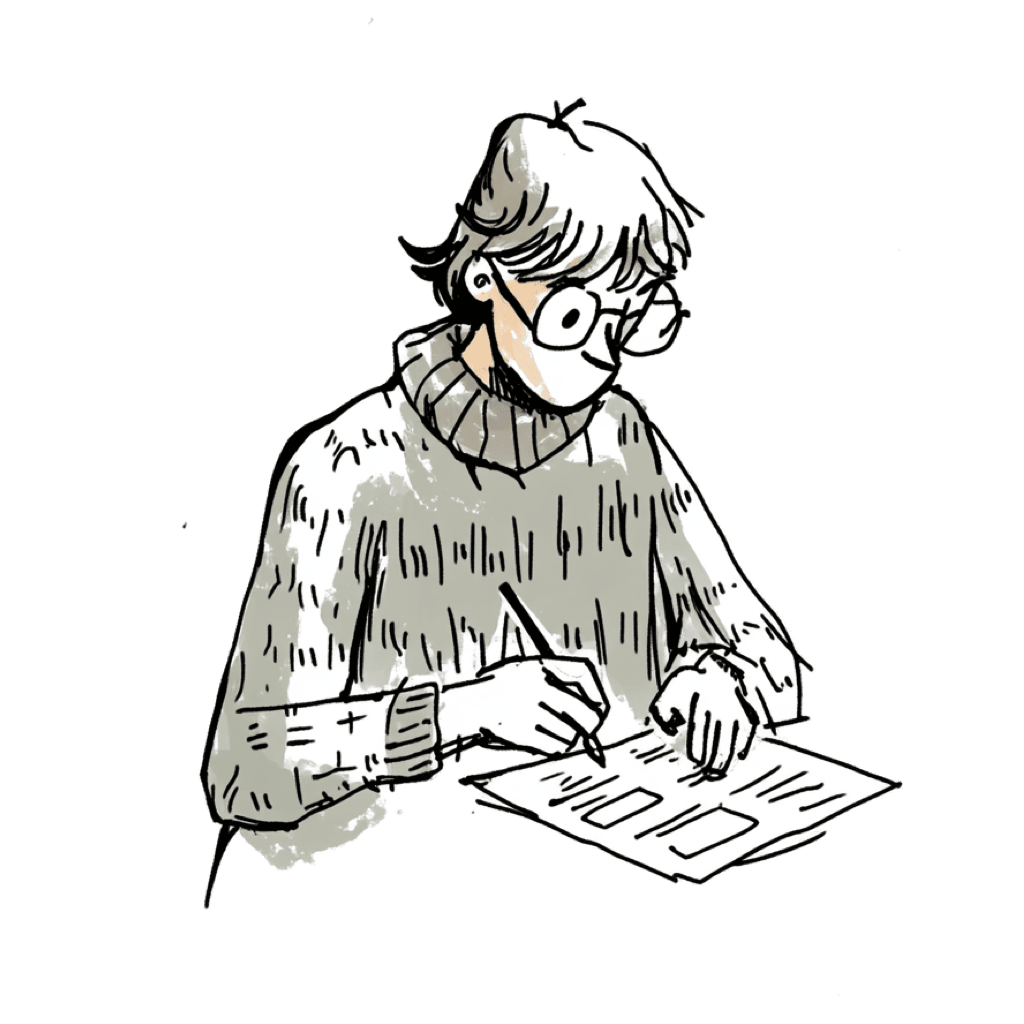 A man completing some paperwork
